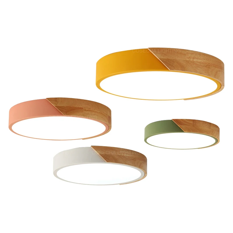 Круглый Деревянный потолочный светильник s с регулируемой яркостью светодиодный
