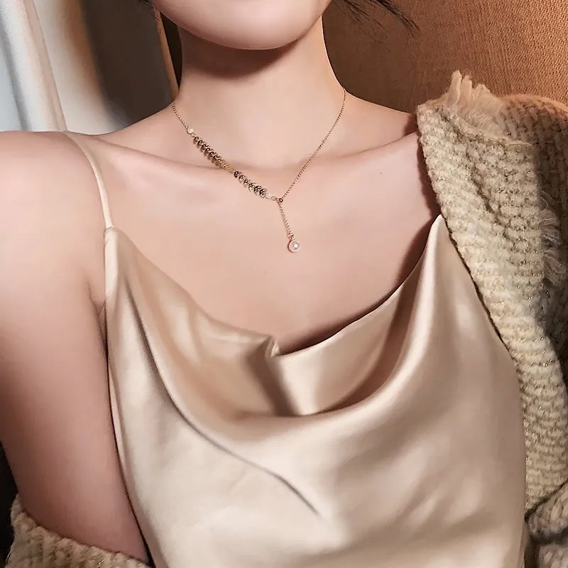 Korea Hot Sale Fashion Jewelry Sexy Metal Wheat Ear Short Necklace Adjustable Elegant Pearl Prom Party for women | Украшения и