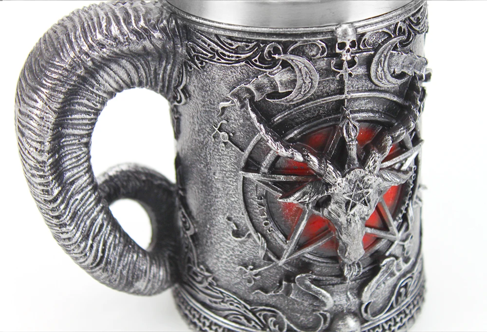 Baphomet Кубок пентаграмма и рога бокал для вина готическое, Викка языческий мистический кружки для кофе пива 600 мл 200 мл мистический Wicca веер подарок