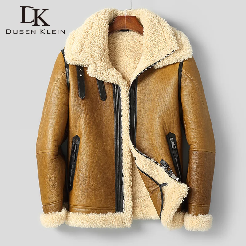 DK 2019 Новое Коричневое мужское пальто из настоящей овчины утолщенное коричневое