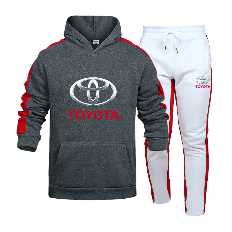 

Toyota Car Logo New Spring Autumn Men Hoodies+Pant Fashion Casual Tracksuit Male 2 Piece Set Stripe Sport Suit