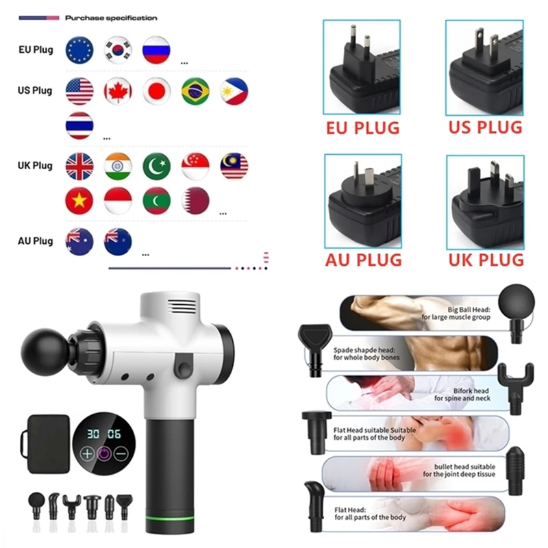 

LCD Tissue Massage Gun Fascia Gun Deep Muscle Vibration Massager Pain Body Neck Massage Exercising Relaxation Pain Relief