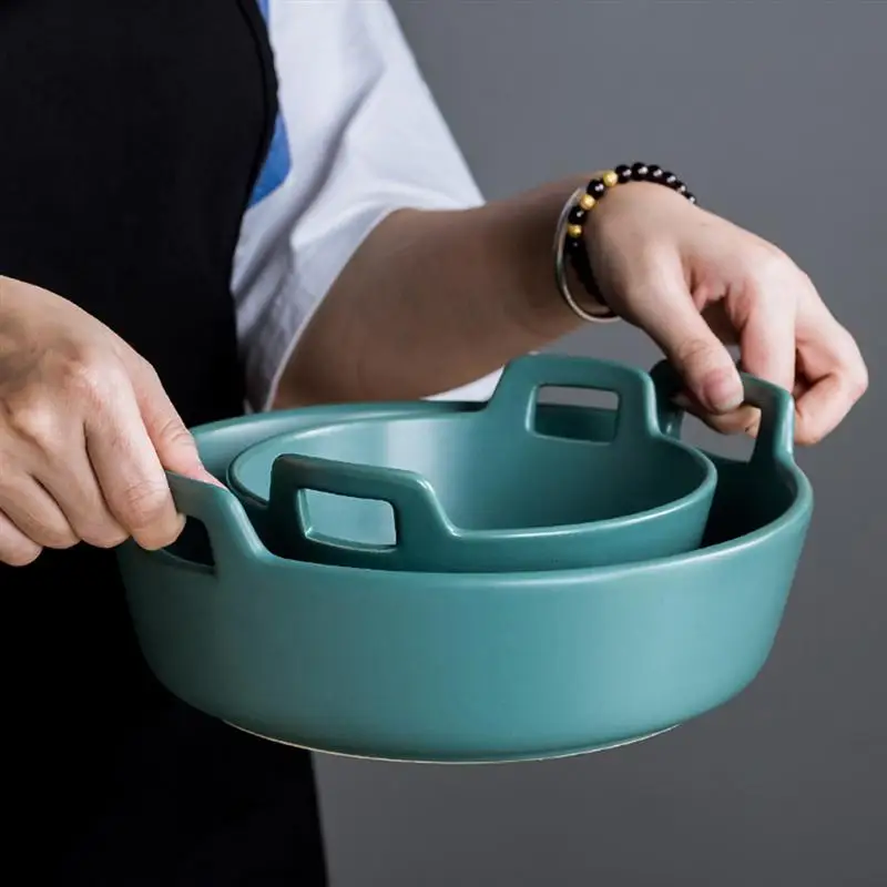 Керамическая фруктовая Салатница с двойной ручкой фарфоровая керамическая