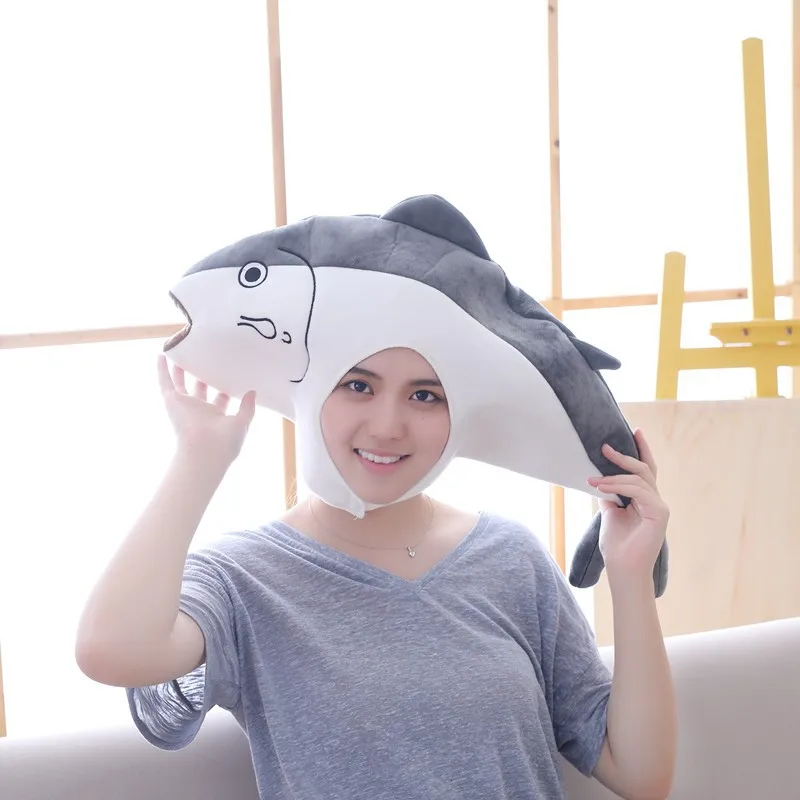 

Japan cute plush salted fish headgear salted fish hat photo props plush headgear children's plush toy birthday gift
