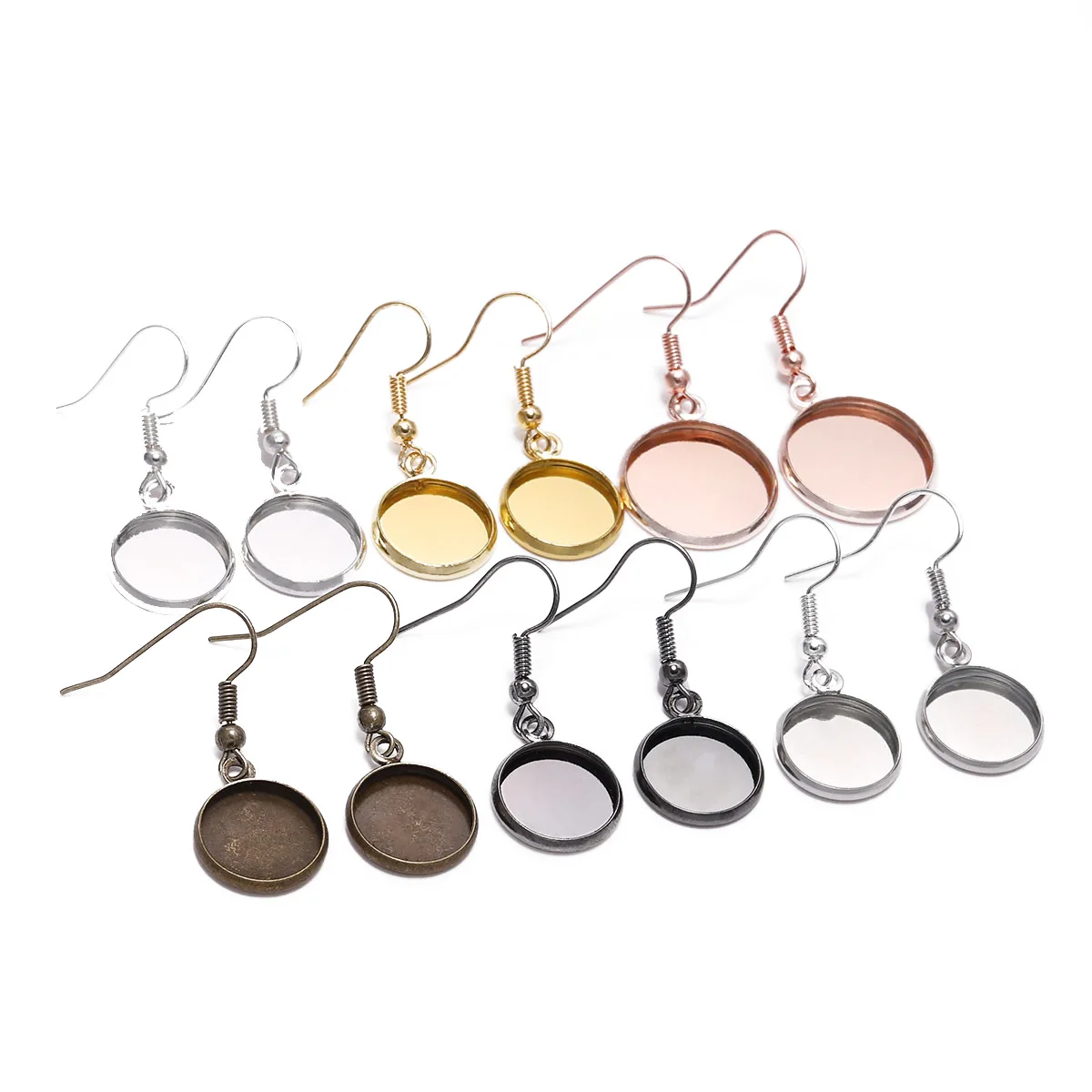 

10PCS Multicolor Iron Earrings Ear Hooks Round Empty Brackets DIY Handmade Jewelry Accessories Making Hanging Earring Bottom