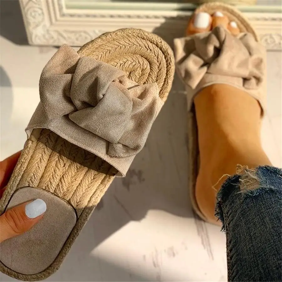 Slippers Women Summer Bow Sandals Slipper Indoor Outdoor Linen -flops Beach Shoes Fashion Floral 2019 | Обувь