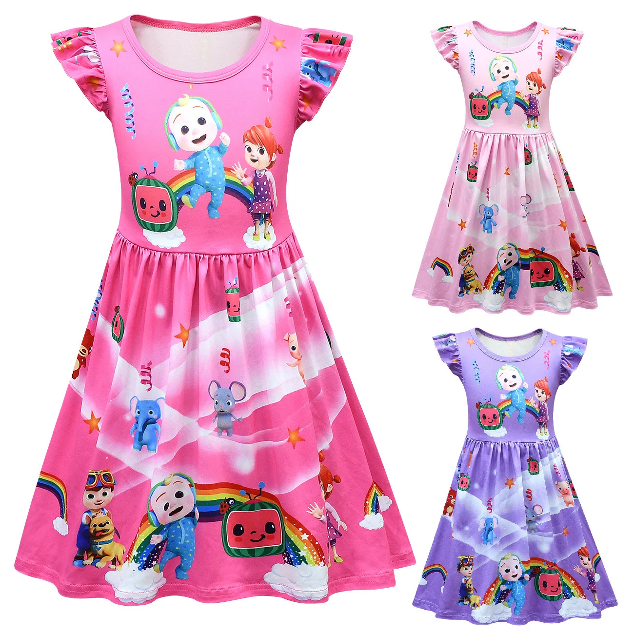 

2021 Summer Cute Cocomelon Clothes Baby Girls Princess Dress Kids Cosplay Costume Party Watermelon Dresses Infant Children Gifts