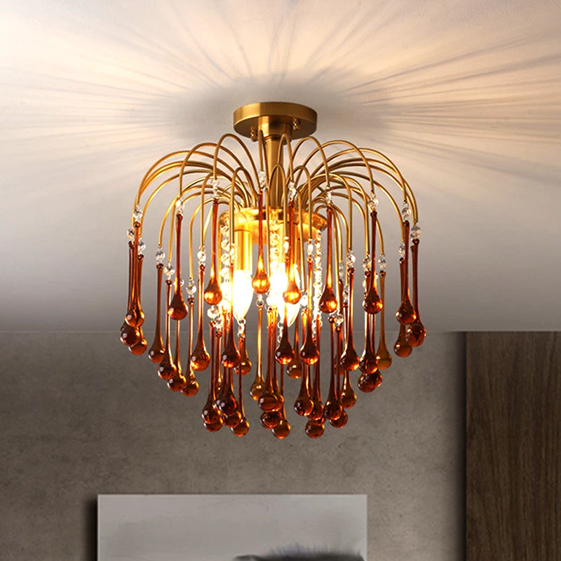 

French Crystal Chandelier Living Room Pendant Light Classical Dining Hotel Villa Cloakroom Lobby Bar Suspension Lamp E14