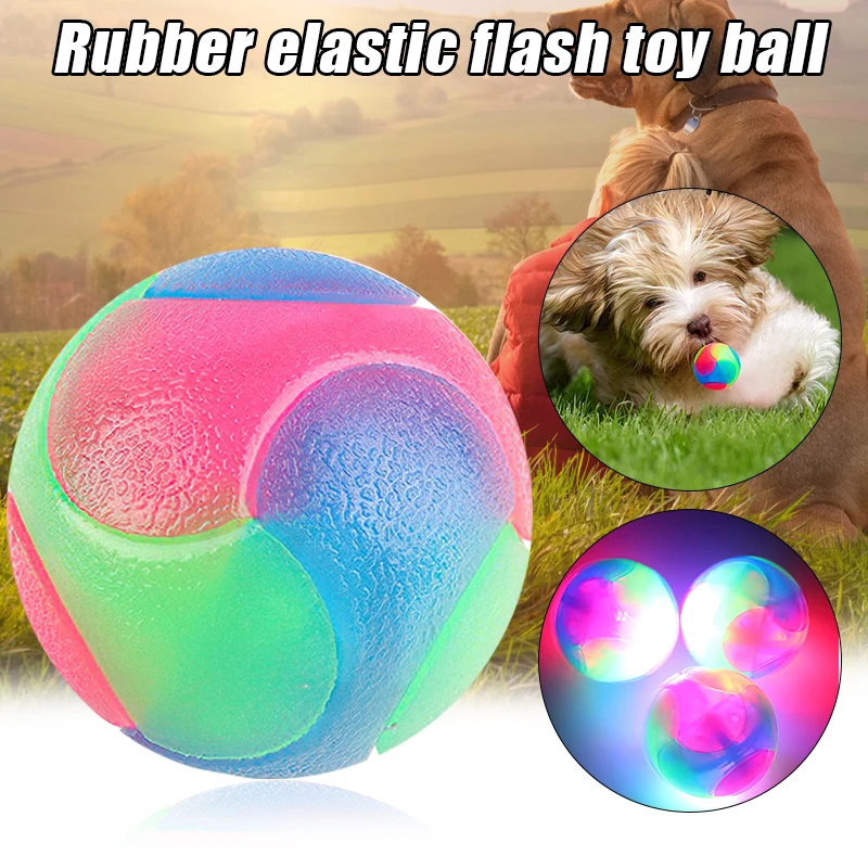 

1pcs LED Light up Dog Balls Flashing Elastic Ball LED Molar Ball Glowing Ball Pet Color Light Ball Interactive Toys xqmg New Hot