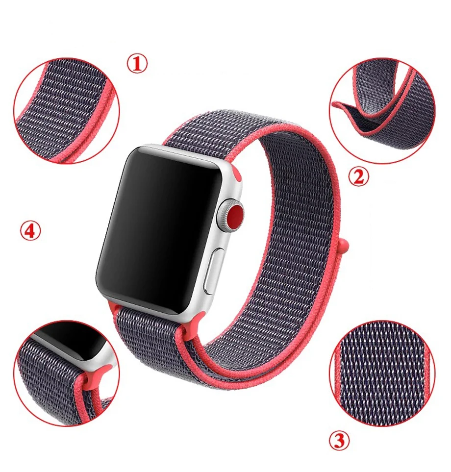 Тканый нейлоновый ремешок для iWatch Apple Watch sport loop bracelet тканевый ремешок 38 мм 42 мм Apple watch band 1 2 3 4 40 мм 44 мм ремешок для часов