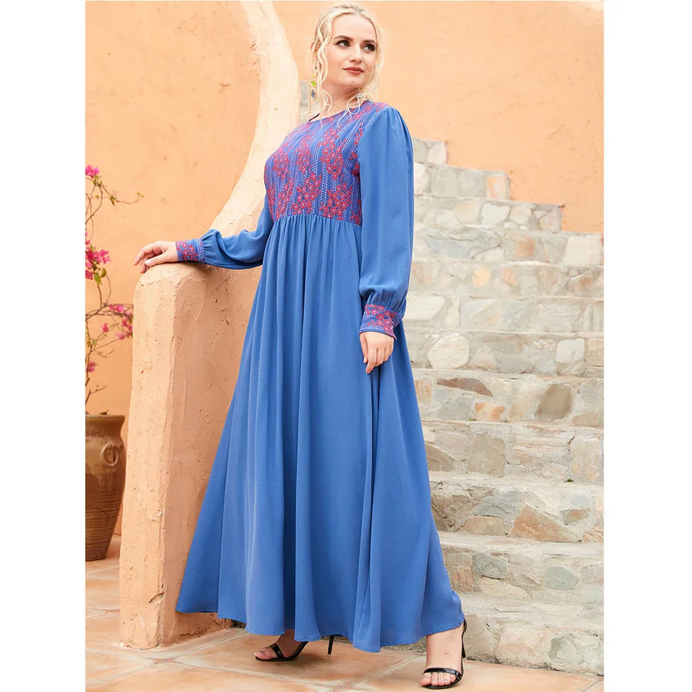 

Ethnic Lace Patchwork Long Dress Women Long Sleeve Spring Autumn Maxi Robe Gown Muslim Abaya Arab Middle East Ramadan Islamic