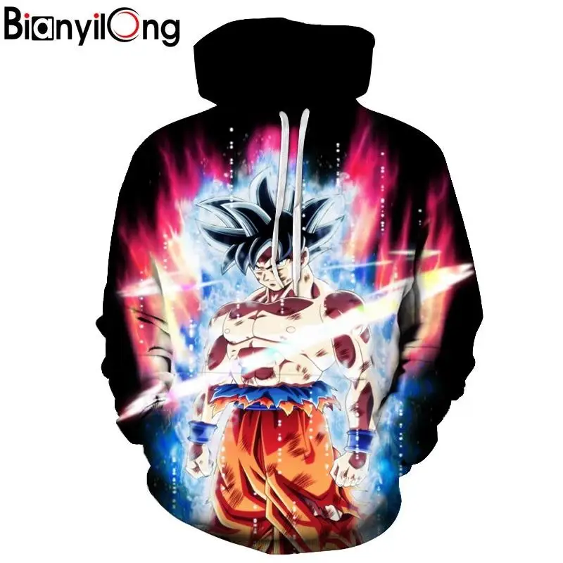 Драконий жемчуг Z DBZ с карманами толстовки капюшоном 3D Супер Saiyan Hero пуловеры Harajuku