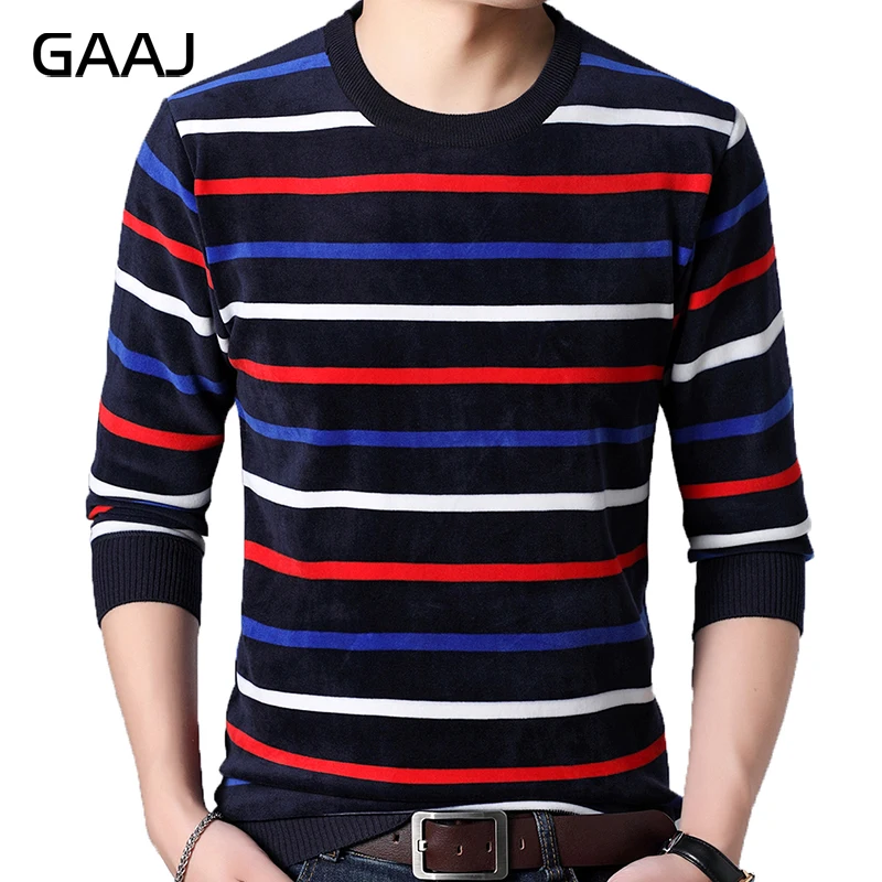 2019 GAAJ полосатый толстый теплый зимний вязаный свитер Мужская одежда платье