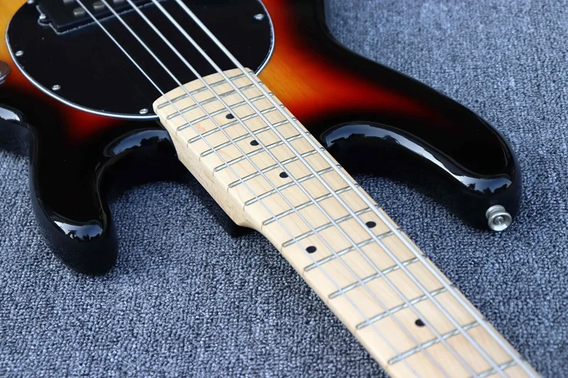 Sunburst Цвет 5 струнная электрическая бас-гитара глянцевый полный корпус из красного дерева болт на бас-гитаре ra