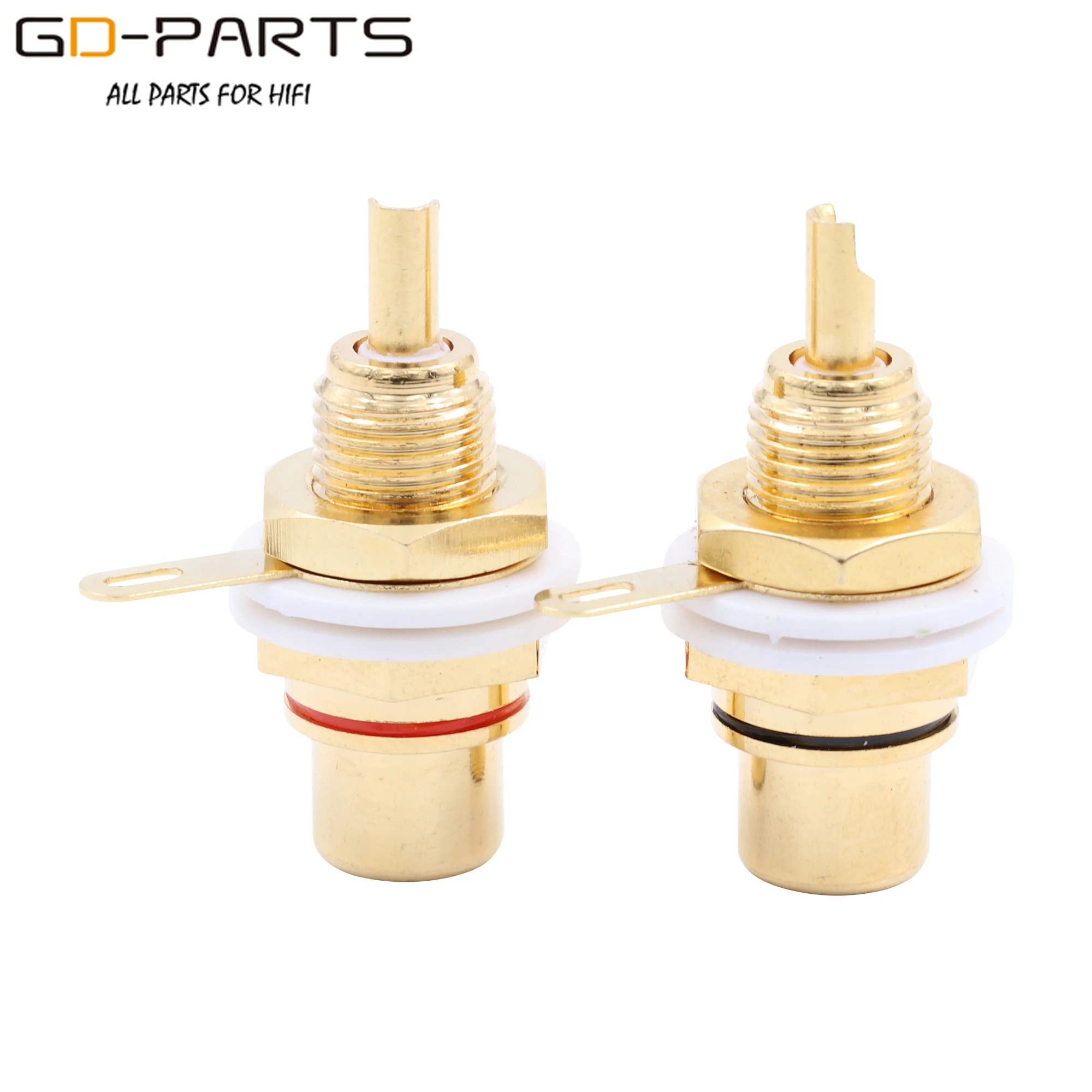 24K Gold Plated Brass Female RCA Jack Socket Hifi Audio Video Signal Cable Connector Terminal For AMP CD Panel Mount Bulk SALES