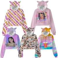 girls charli damelio 3d print hoodies for women children cartoon sweatshirts female cat ear pullover crop tops sudadera mujer
