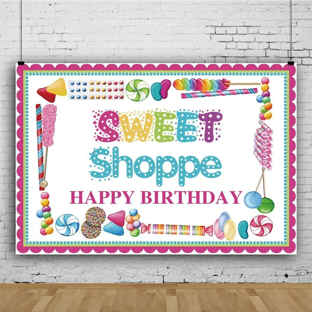 

Sweet Shoppe Candy Donuts Photo Background Happy Kids Birthday Family Dinner Party Decoration Backdrops Photography