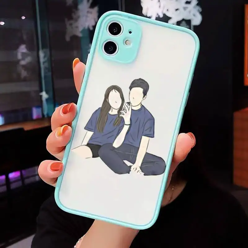 

Illustration art boy girl Phone Cases Matte Transparent for iPhone 7 8 11 12 s mini pro X XS XR MAX Plus cover funda