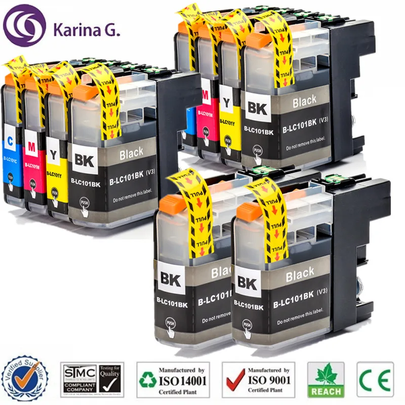 Комплект чернильных картриджей для принтера Brother LC101 LC103 10 шт. MFC-J285DW J450DW J470DW J475DW