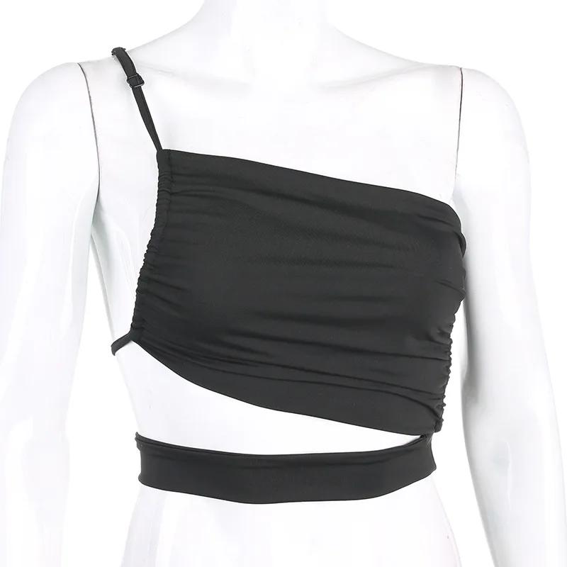 Женский укороченный топ с открытой спиной Forefair Асимметричный открытыми плечами