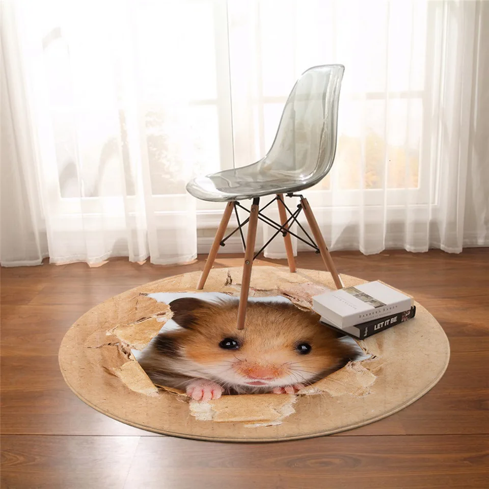 Постельные принадлежности Outlet хомяк круглый ковер бумажная печать области коврики 3D Яркий коричневый коврик для мыши милые животные Нескользящие tapetes 100 см