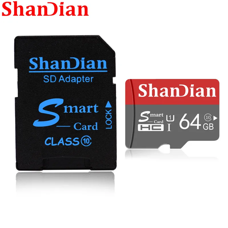ShanDian оригинальная Смарт sd-карта 64 Гб класс 10 карта памяти SmartSD 8 ГБ 16 ГБ 32 ГБ TF карта SmartSDHC/SDXC Для смартфонов/планшетных ПК