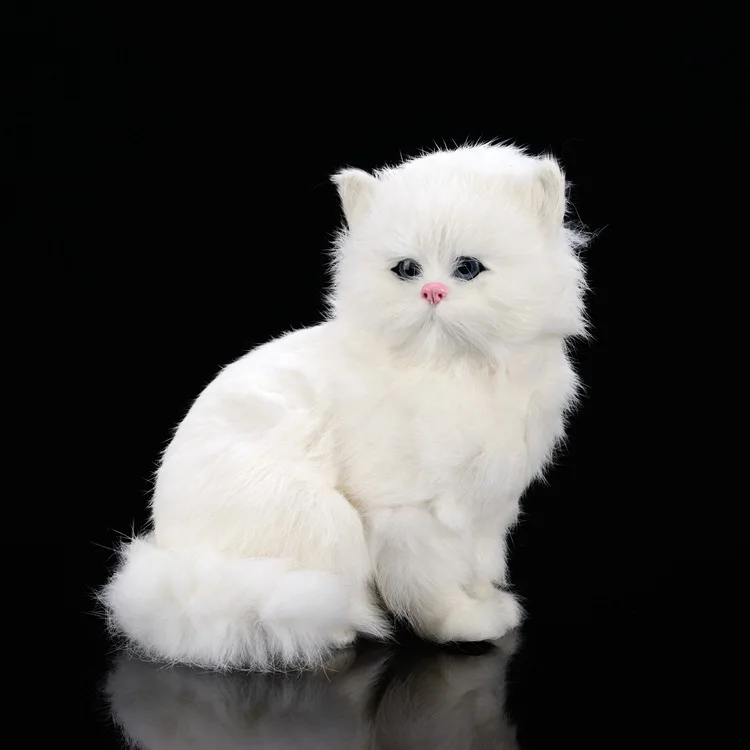 Реалистичные белые персидские Коты плюшевые куклы Детские животные модели