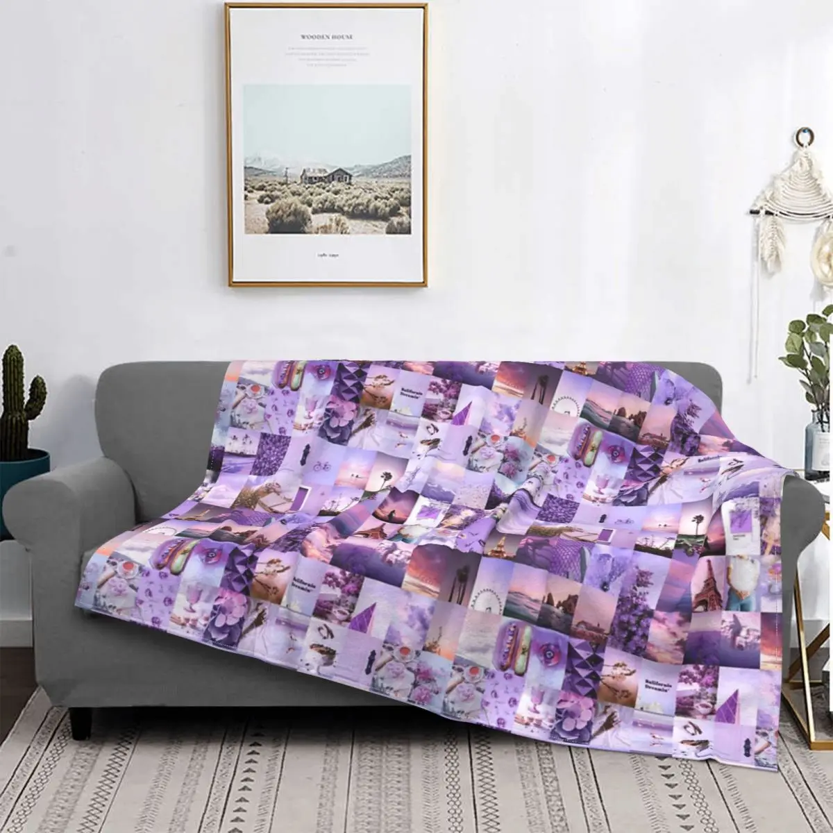 

Cuadros estéticos, manta morada romántica, colcha para cama a cuadros, funda para sofá, Sudadera con capucha, ropa de cama de al
