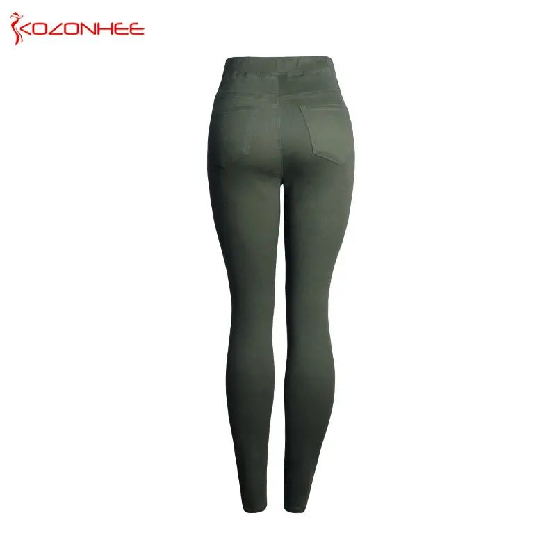 Женские эластичные джинсы ArmyGreen с высокой талией для девочек брюки-карандаши на