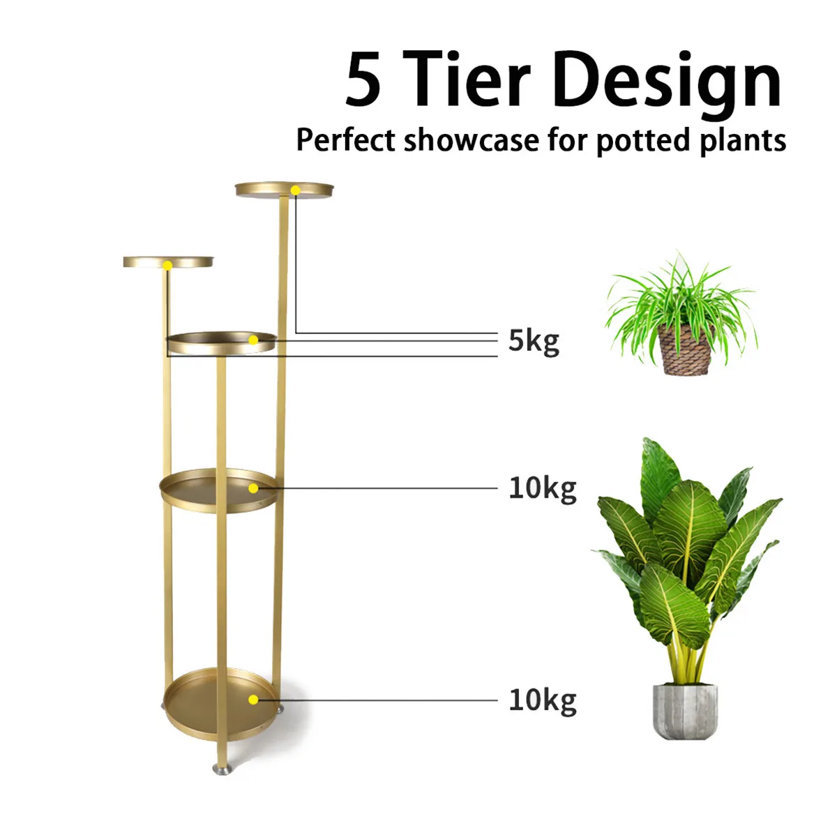 

5 Layers Potted Plant Stand Multiple Flower Pot Holder Shelves Planter Rack Storage Organizer Display for Indoor Garden Balcony