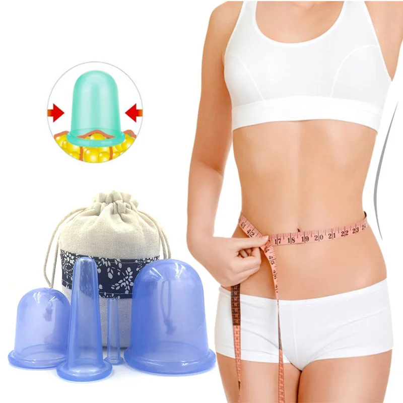 4 шт. силиконовый массажер для лица вакуумный тела чашки целлюлитной терапии