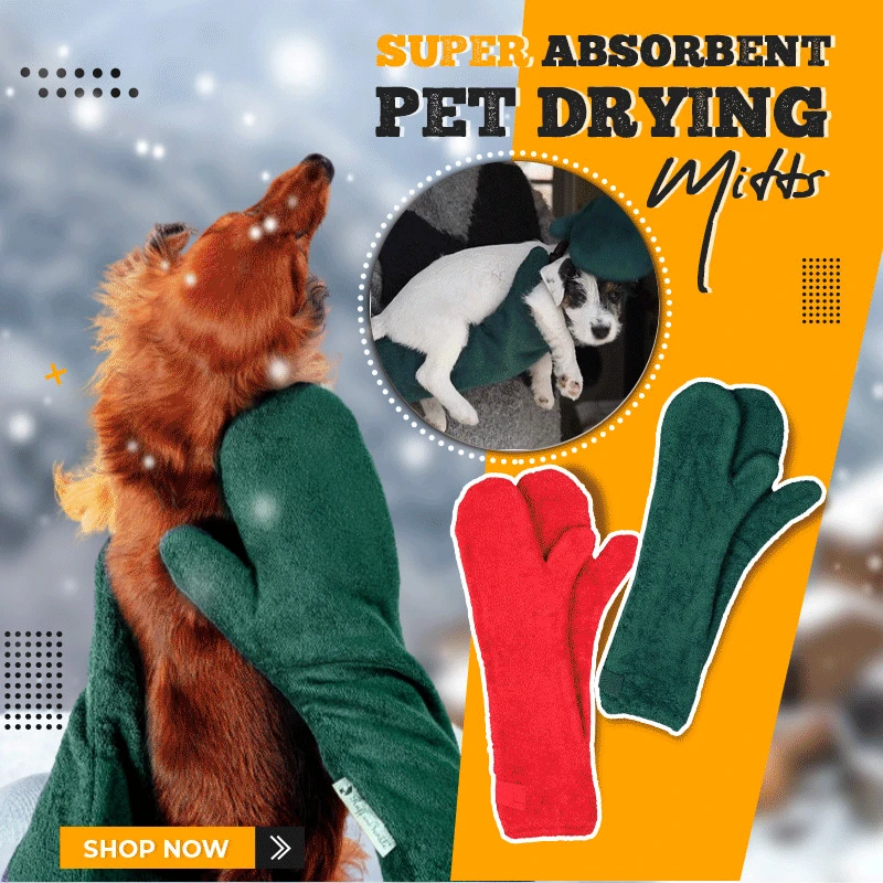 Super Absorbent Pet Drying Mitts Microfiber Pet Bath Towels Convenient Forearm Length for Drying Dogs Cats Horse Coat Hogard