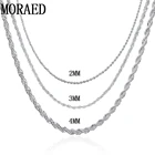 Женская твист-веревка из серебра 925 пробы, 2 мм3 мм4 мм, модные ювелирные украшения