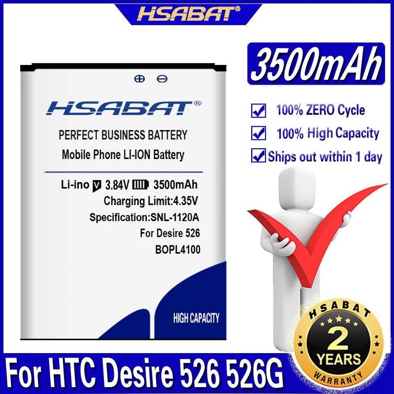 Аккумулятор HSABAT 3500 мАч BOPL4100 BOPM3100 для HTC Desire 526 526G + Dual SIM D526h|Аккумуляторы мобильных