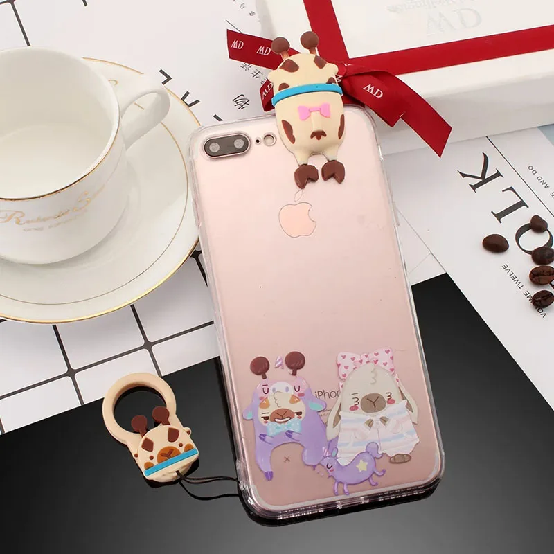 3D милая верёвочка для кролика чехол iPhone 6 6s 7 7plus 6plus защитная оболочка TPU PC