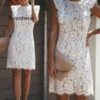 sleeveless lace floral white womens mini dress patchwork vintage bodycon party dresses women summer 3xl female vestido