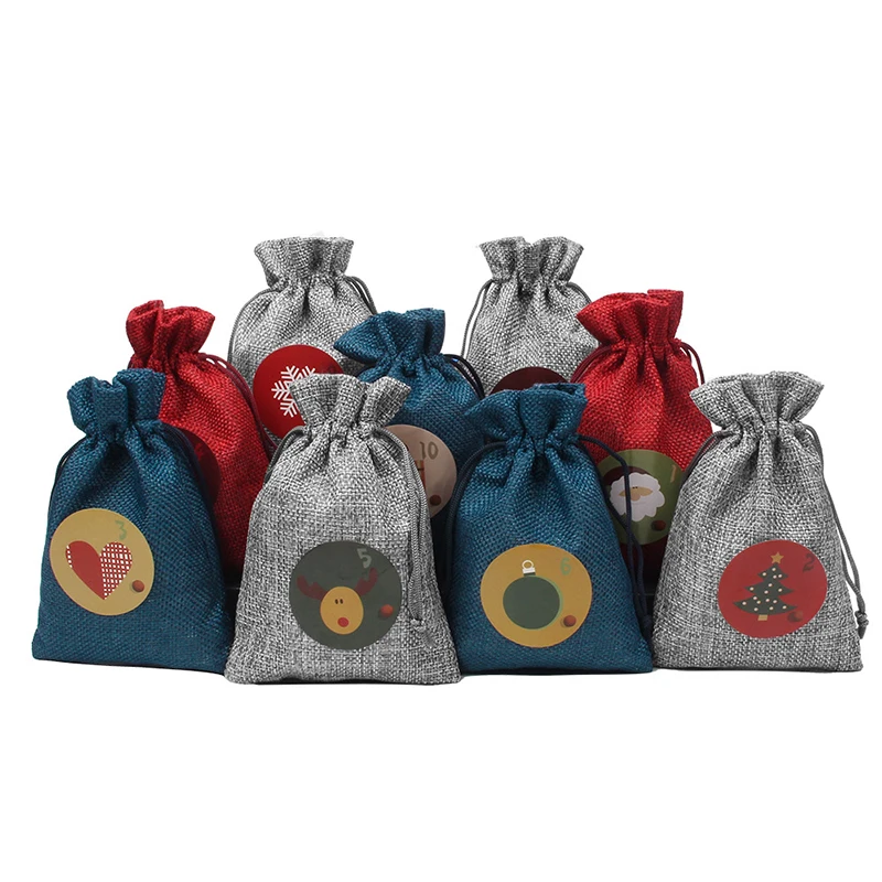 

24Pcs Christmas Wedding Gift Bags & Pouches With Linen Bag Wholesale Storage For Travel Bag Drawstring Pouch Bag Jewelry BagS
