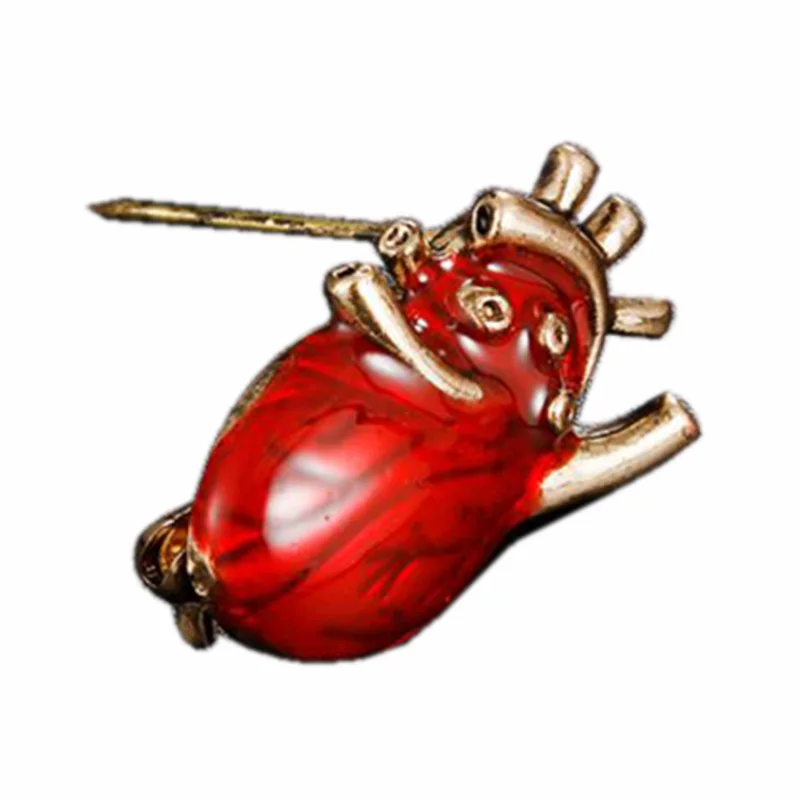 Новинка красные/Золотые эмалированные Броши с сердечком для женщин и мужчин
