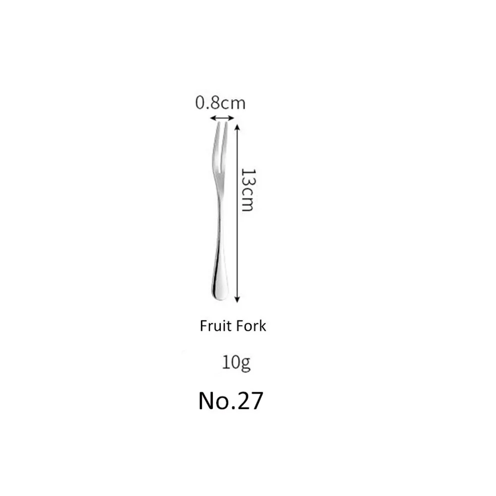 NO.27 Fruit Fork Столовые приборы набор столовых приборов класса люкс из нержавеющей стали столовая вилка и нож столовая ложка столовая посуда набор услуг западные столовые инструменты 1 шт - Цвет: NO.27 Fruit Fork