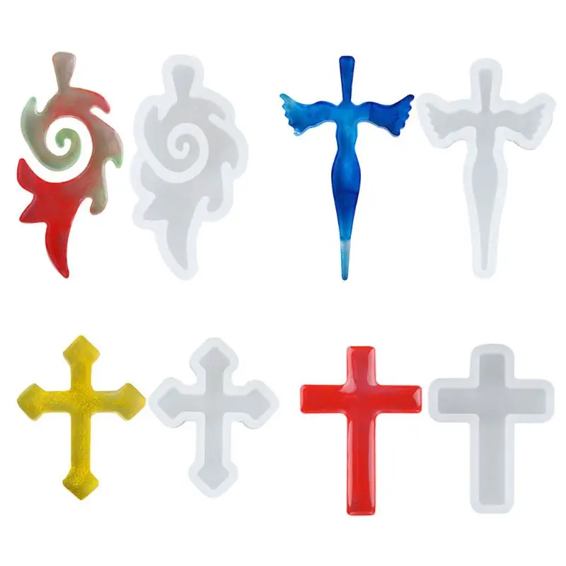 

10Pcs/Set Silicone Mold Mirror Cross DIY Cross Jewelry Pendant Making Tool Craft