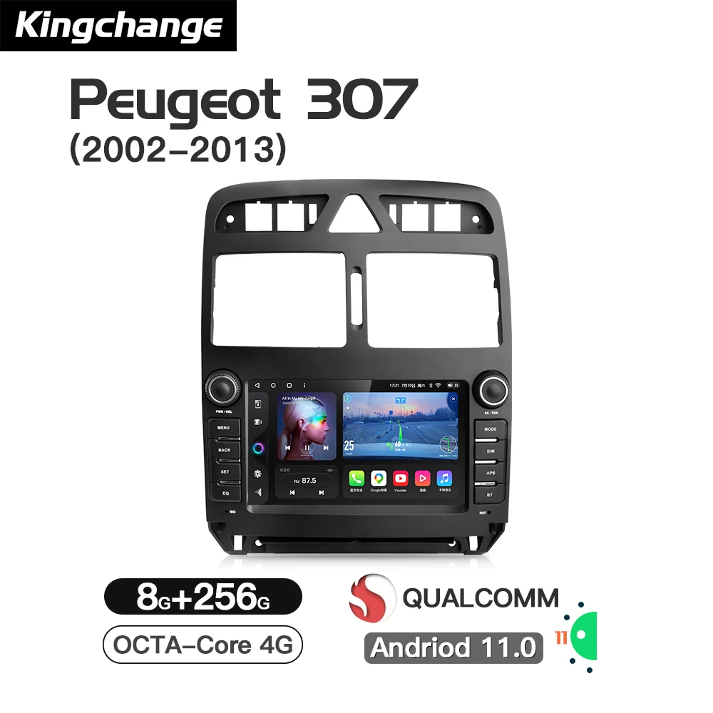 Автомагнитола Kingchange мультимедийный видеоплеер для Peugeot 307 SW 2002-2013 4G стерео GPS Wi-Fi DSP