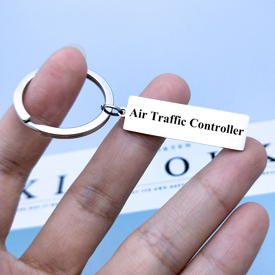 Лазерная гравировка контроллер воздушного движения брелок для ключей Самолет