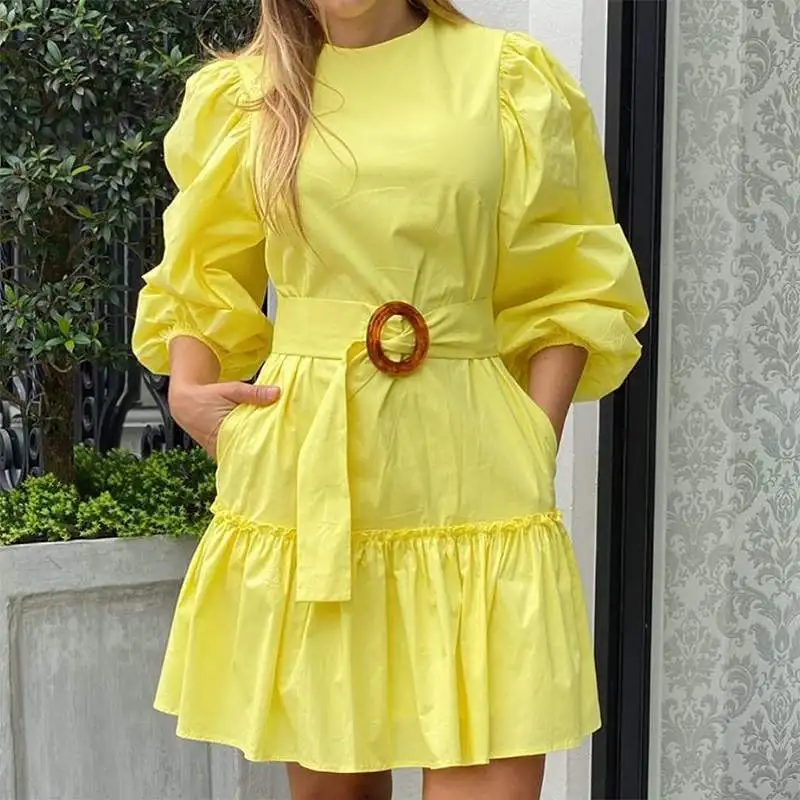 

Женское элегантное офисное платье 2022 VONDA, Осеннее женское платье, богемное платье, Женский офисный Сарафан