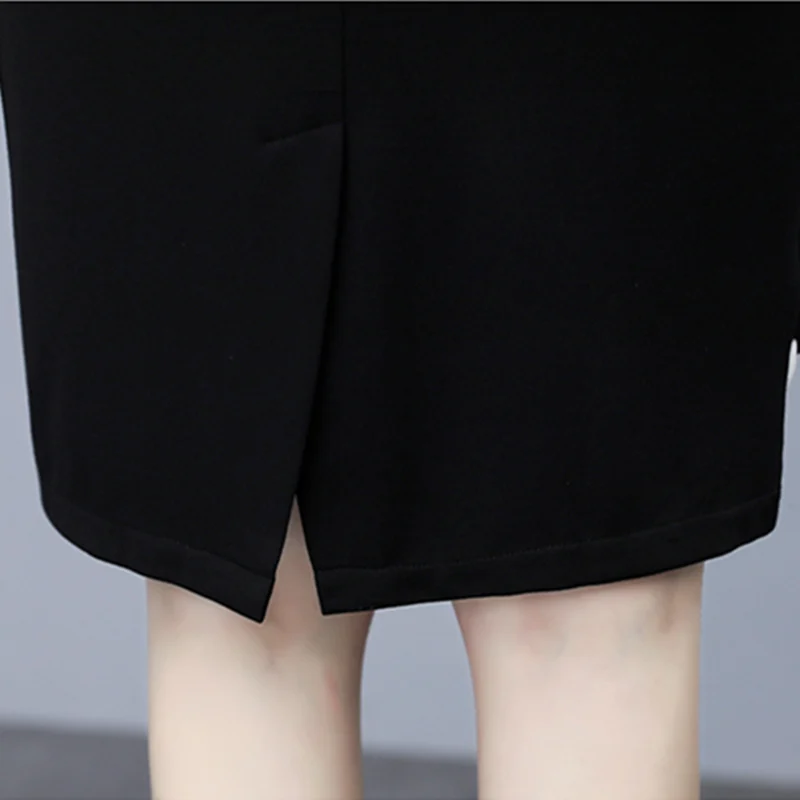 

5XL Off The Shoulder Patchwork Oversized Dress V-Neck Short Sleeve Plus Size Slim Pencil Skirt 2021 Summer Korean Women Clothes