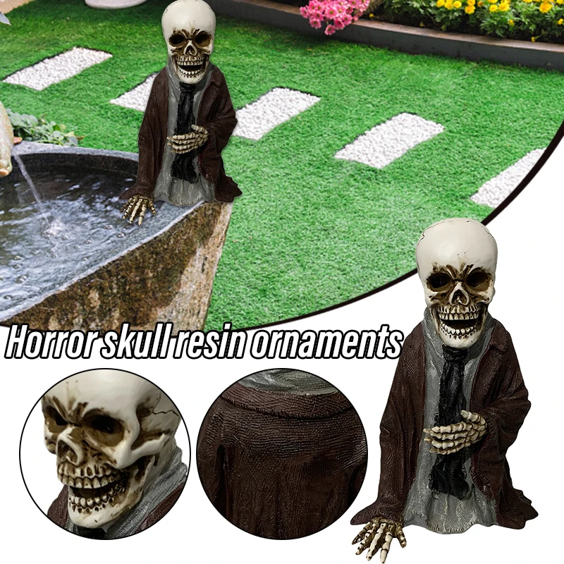 

adorno maceta Horror Skull Resin Ornaments Crafts Bar Haunted House Bedroom Decorations Handmade Painting Simple Style J99S