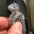 Роскошный комплект колец с фианитом 8 карат из стерлингового серебра 925 пробы