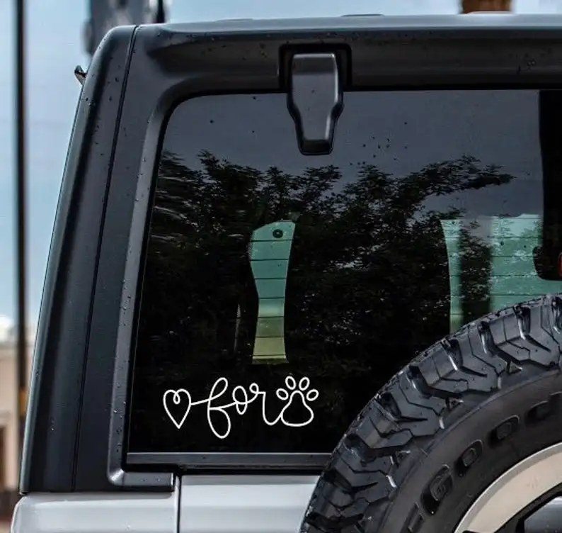 Черная/серебряная наклейка с принтом лап Виниловая для автомобиля