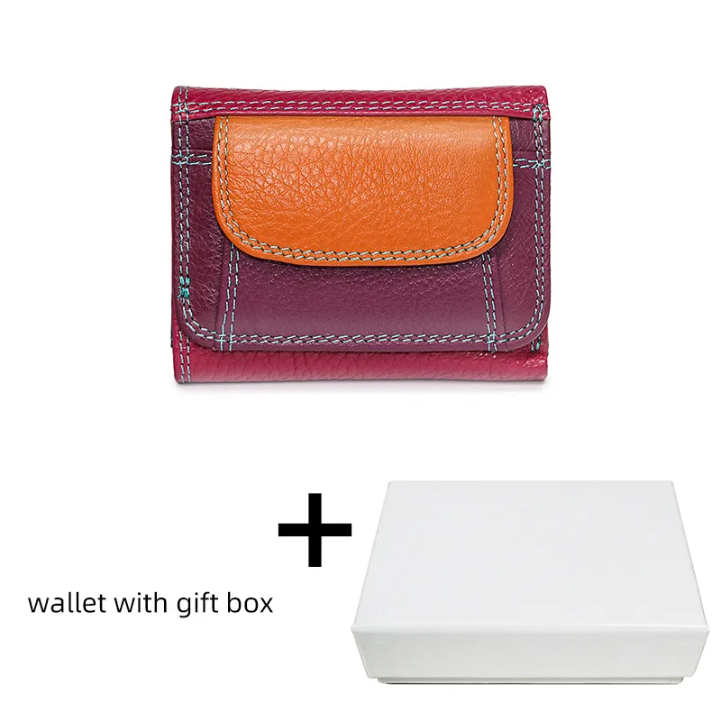 Orange with gift box Beth cat Мини-Женский кошелек из натуральной кожи, маленький роскошный женский держатель для карт, женские кошельки, тонкая коровья кожа, дамская сумка для денег, кошельки для монет - Цвет: Orange with gift box