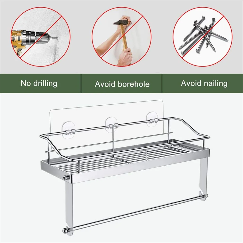 Держатель для бумажных полотенец на клейкой основе с полкой настенная корзина