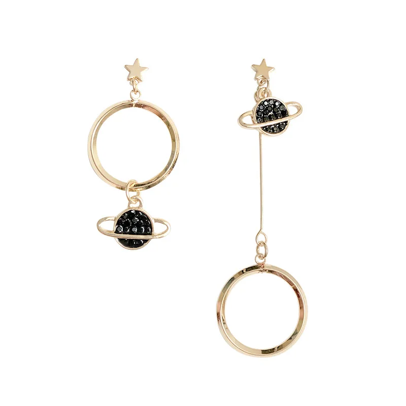 

LS Long asymmetric Star Earrings women net red temperament girl heart ins star moon earrings earrings